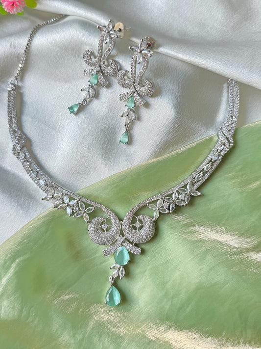 Celina Light Green AD Necklace
