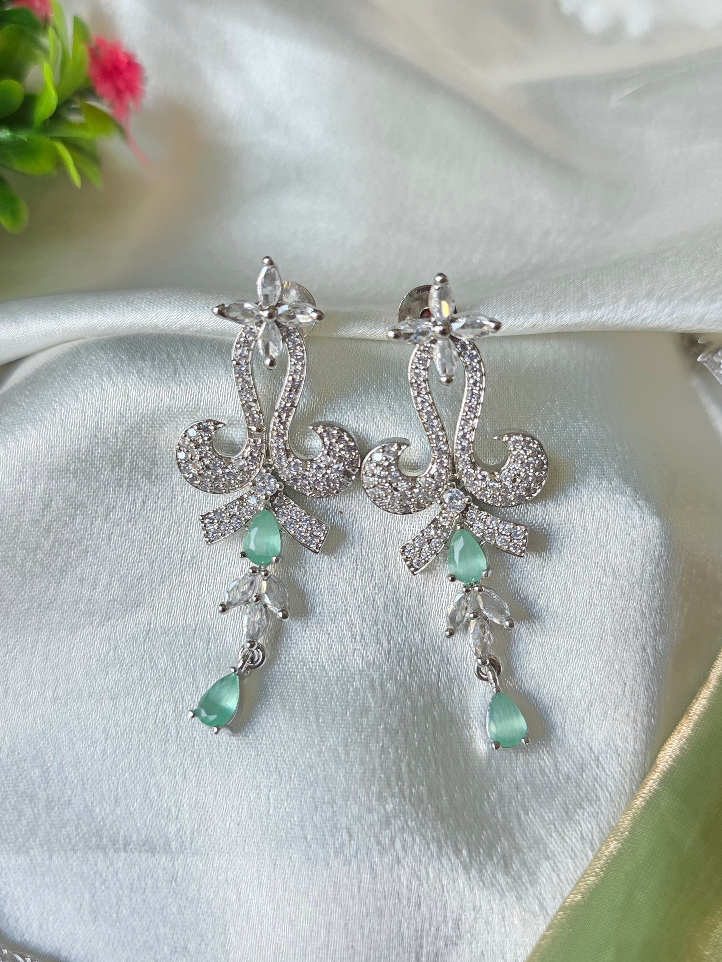 Celina Light Green AD Necklace