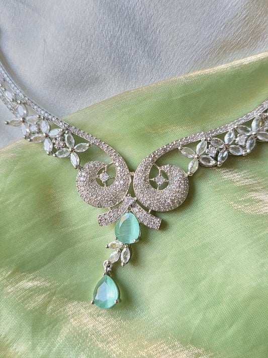 Celina Light Green AD Necklace