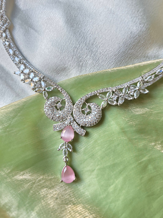 Celina Light Pink AD Necklace