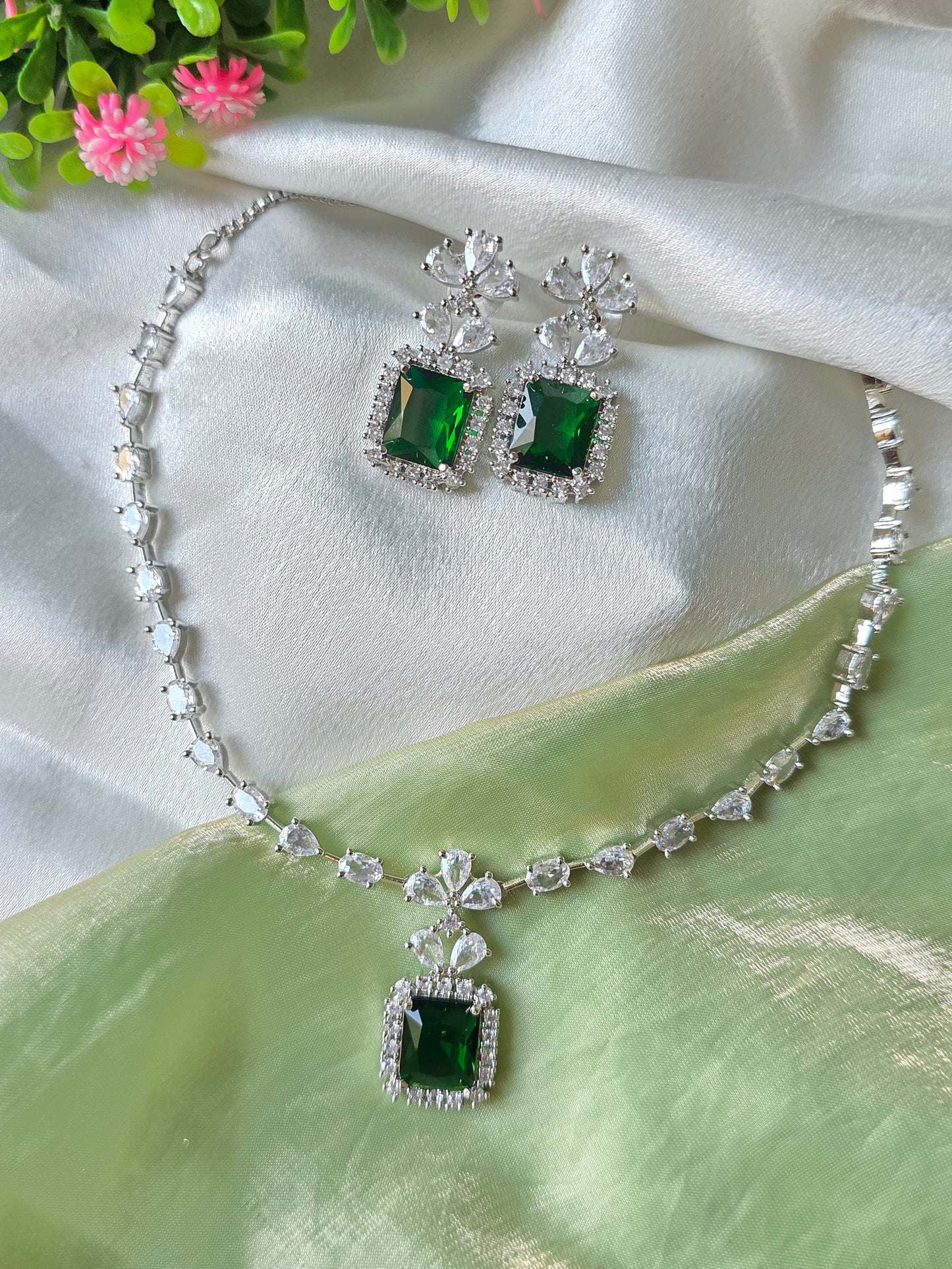 Rome Green AD Necklace