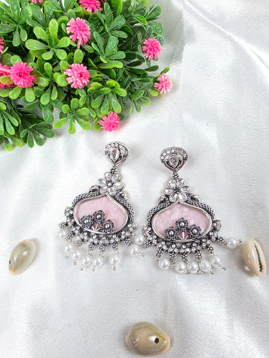 Blush Pink Oxidised Earrings