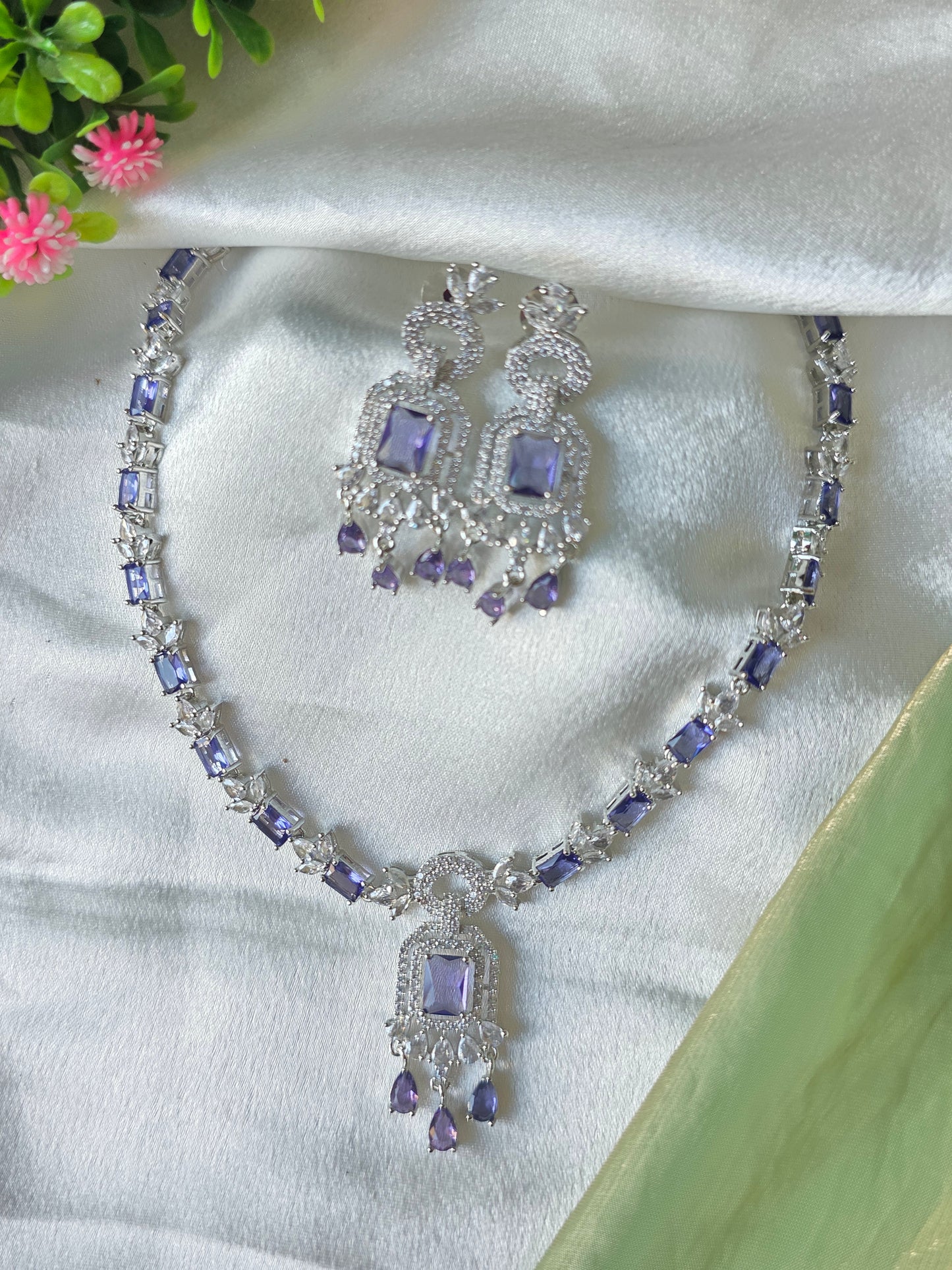 Elara Purple AD Necklace