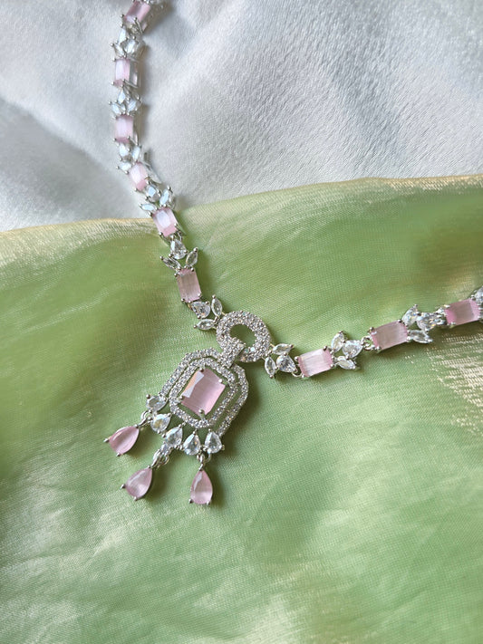 Elara Light Pink AD Necklace
