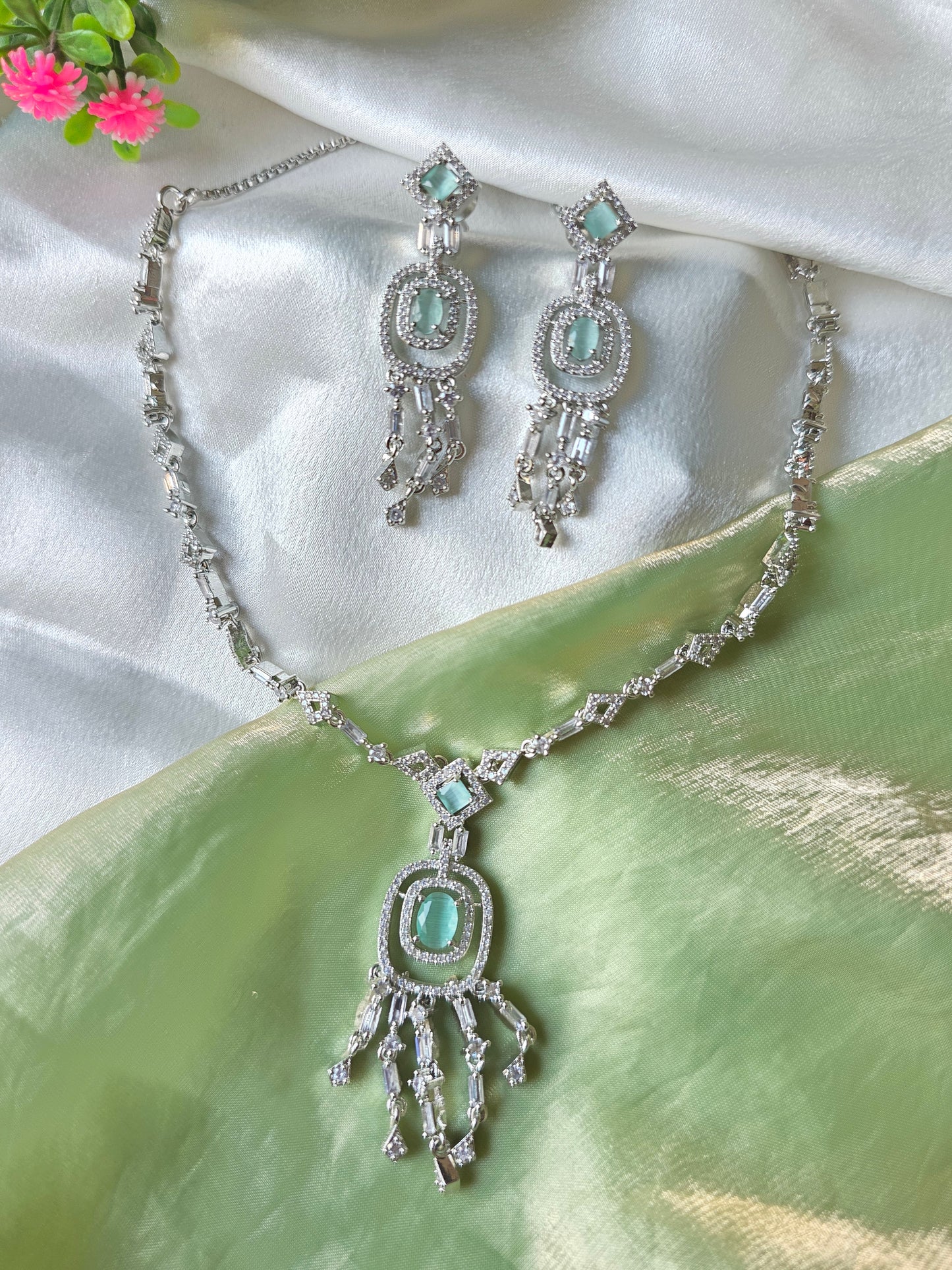 Elenza Light Green AD Necklace